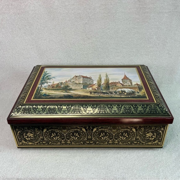 Vintage E. Otto Schmidt Metal Tin Storage Bakery/Biscuit Box-Hinged Lid-Germany - Picture 2 of 13